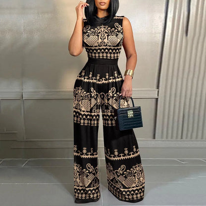 Elegant Wide Leg Sleeveless Jumpsuit