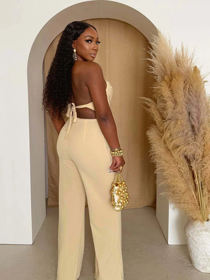 Beaded Palazzo Jumpsuit