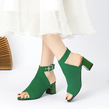 Chic Knit Peep Toe Sandals