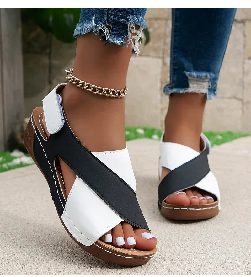 Casual Style Colorblock Wedge Sandals