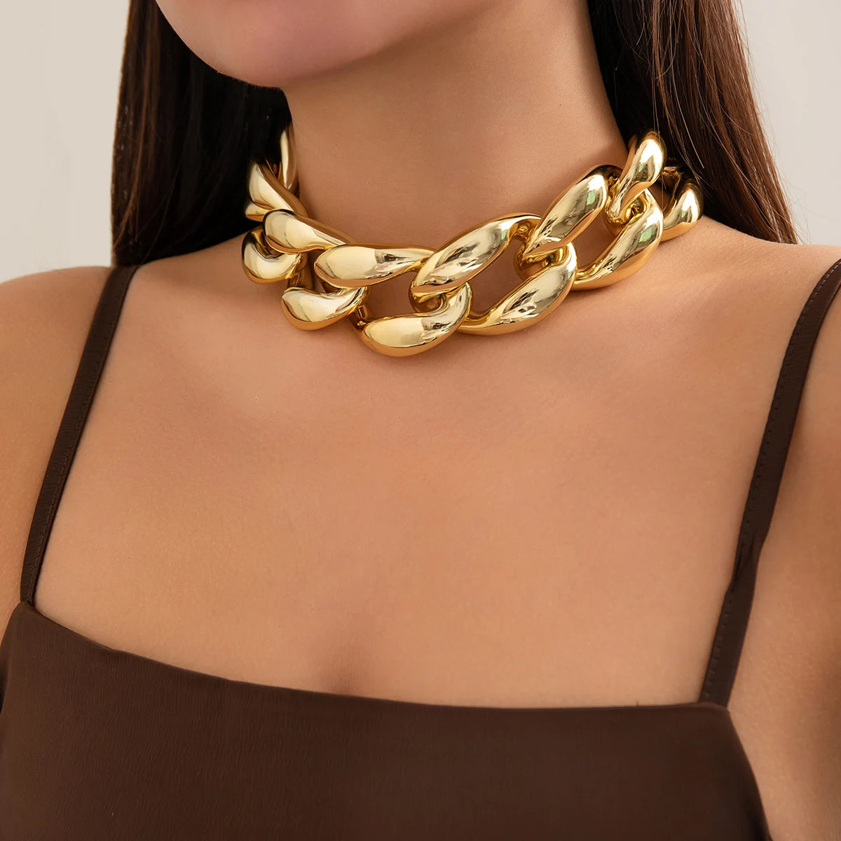 Exaggerated Thick Metal Cuban Chain Choker