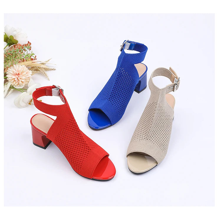 Chic Knit Peep Toe Sandals