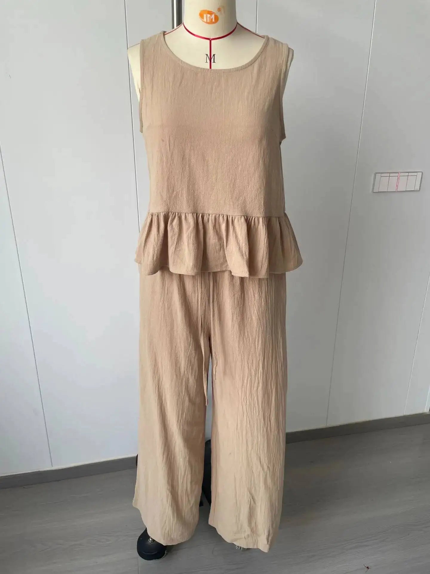 Women's Boho Linen Wide Leg Pant Set