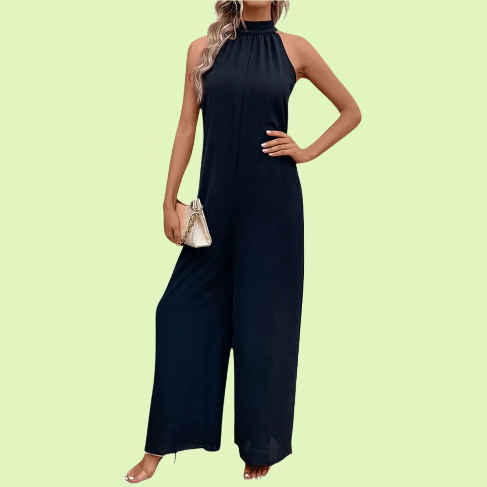 Dressy sleeveless jumpsuit perfect for casual and formal events.