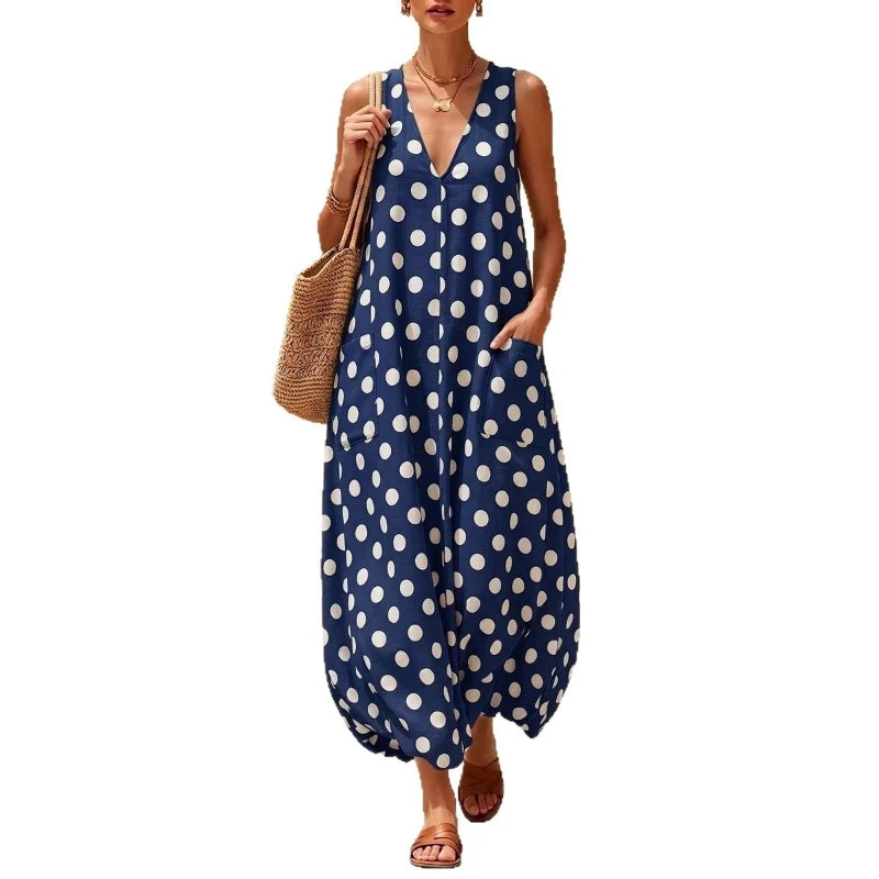 Polka Dot Pocket Maxi Dress