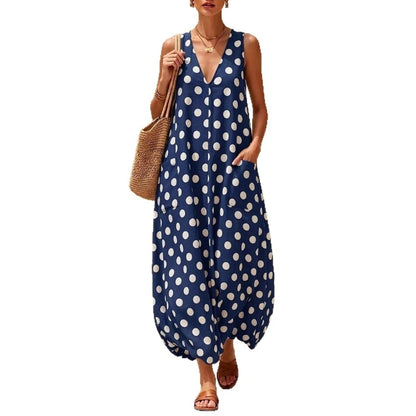 Polka Dot Pocket Maxi Dress
