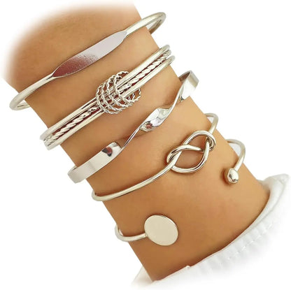 Modern Geometric Stackable Bangle Bracelet Set