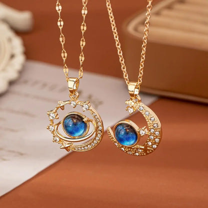 Celestial Zircon Moon Necklace