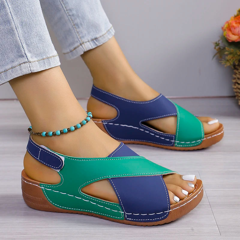 Casual Style Colorblock Wedge Sandals