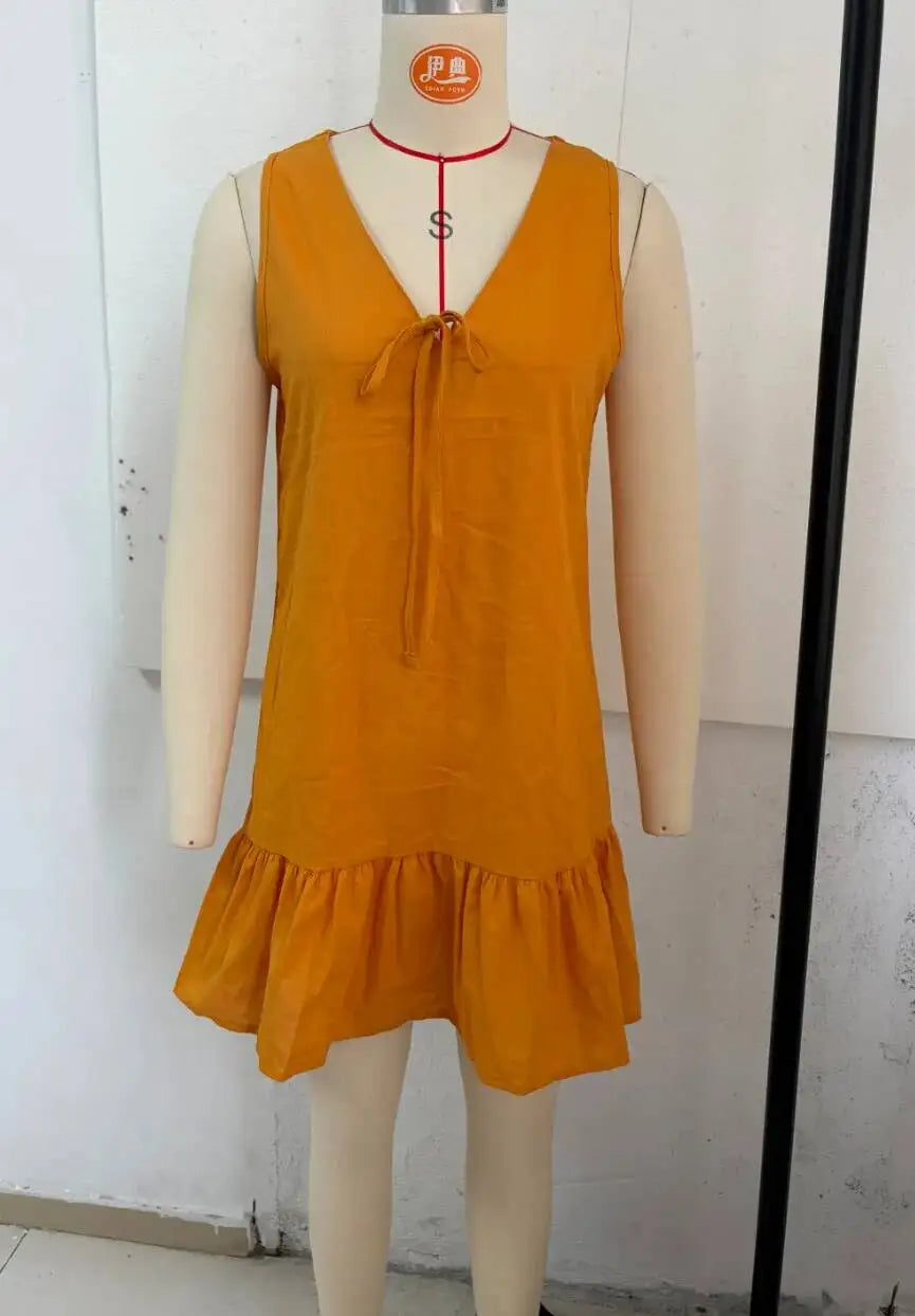 Sunset Tie-Front Ruffle Mini Dress