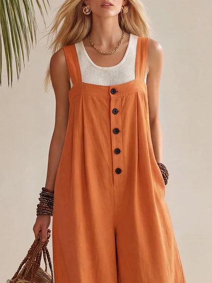 Sundrift Wide-Leg Button Overalls
