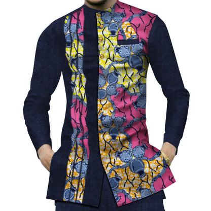 Casual 100% Cotton Mens African  Print Shirt