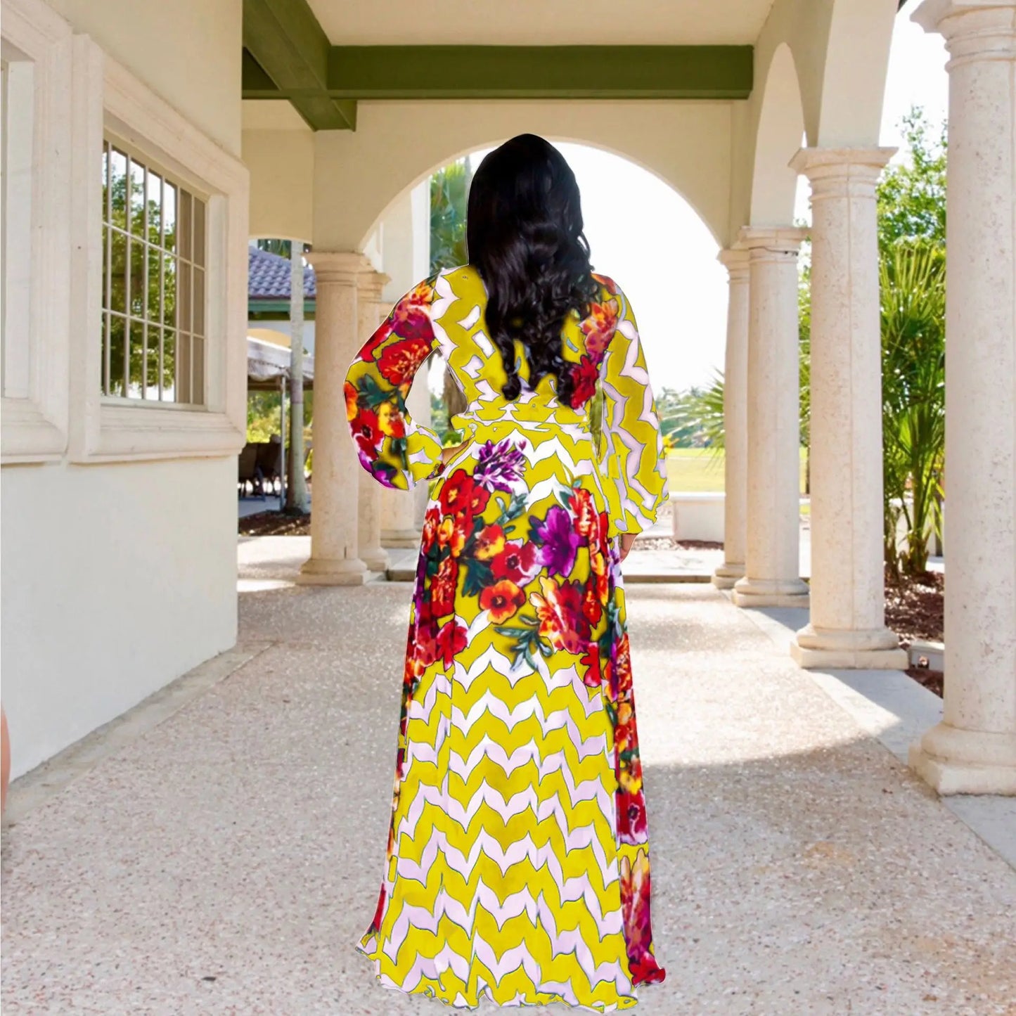 Women's Printed Wrap Maxi Dress