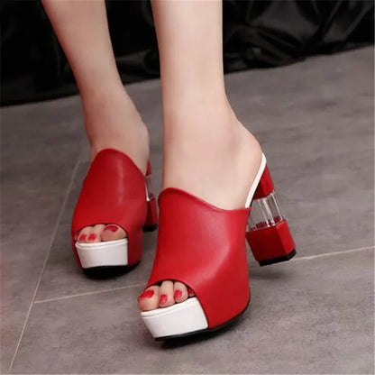 Peep Toe Block Heeled Sandals