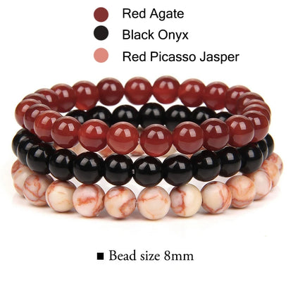 3Pcs Stacked Natural Stone Bracelet Set