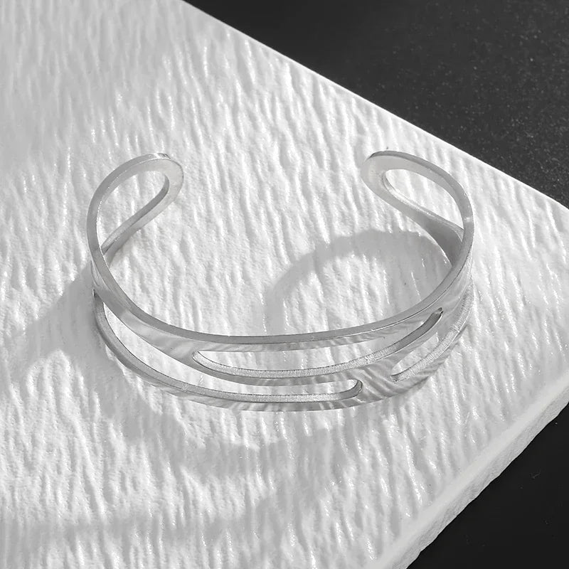 Polished Steel Open Cuff Bangle