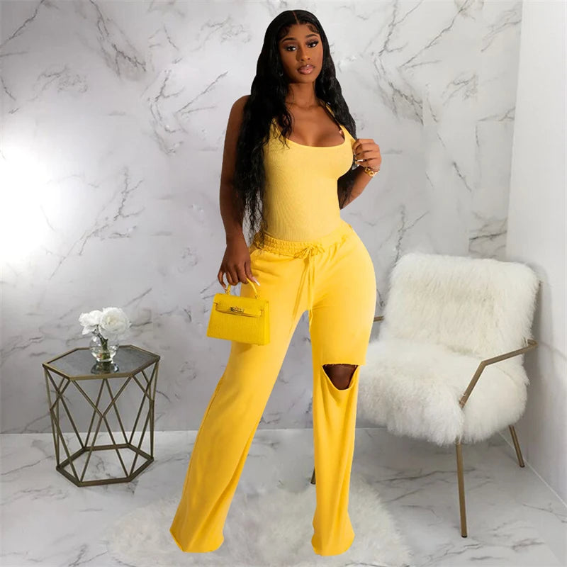 Casual Two Piece Wide Leg Set