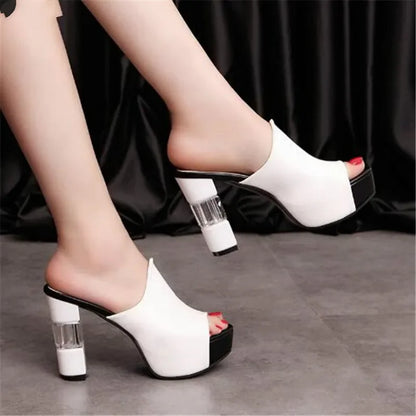 Peep Toe Block Heeled Sandals