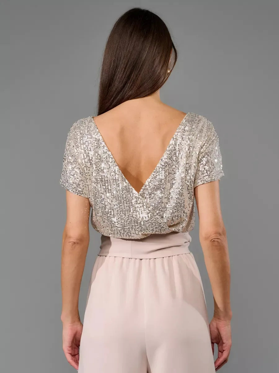 Glittering Sequin Tie Waist Jumpsuit