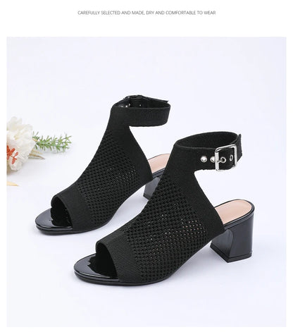 Chic Knit Peep Toe Sandals