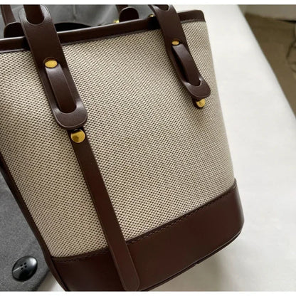 Two-Tone Canvas Bucket Bag