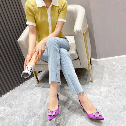 Pointed Toe Slingback Party Heels