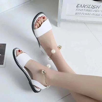 Pearly Bead Slingback Sandals