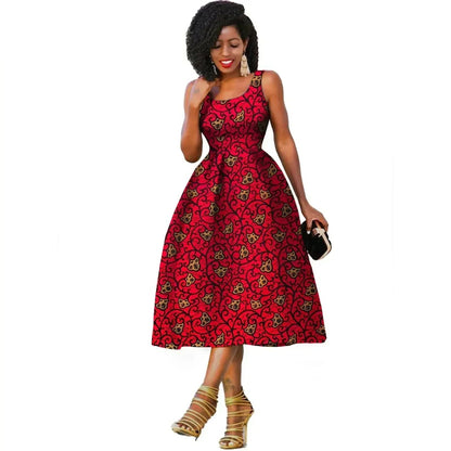 Elegant Sleeveless African Print Dress - Prolyf Styles