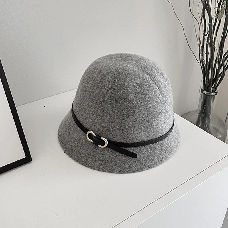 Chic Wool Buckle Cap