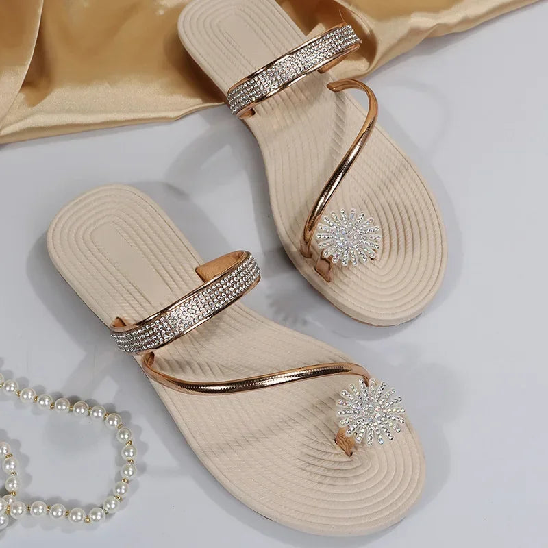 Luxury Rhinestone Flat Sandals