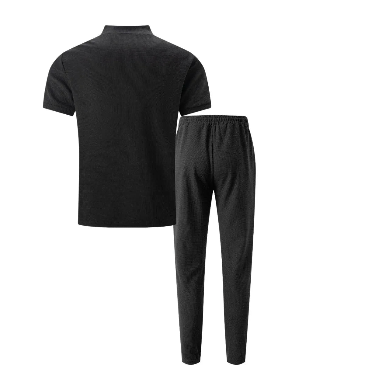 Men's Waffle Knit Polo and Trousers Set