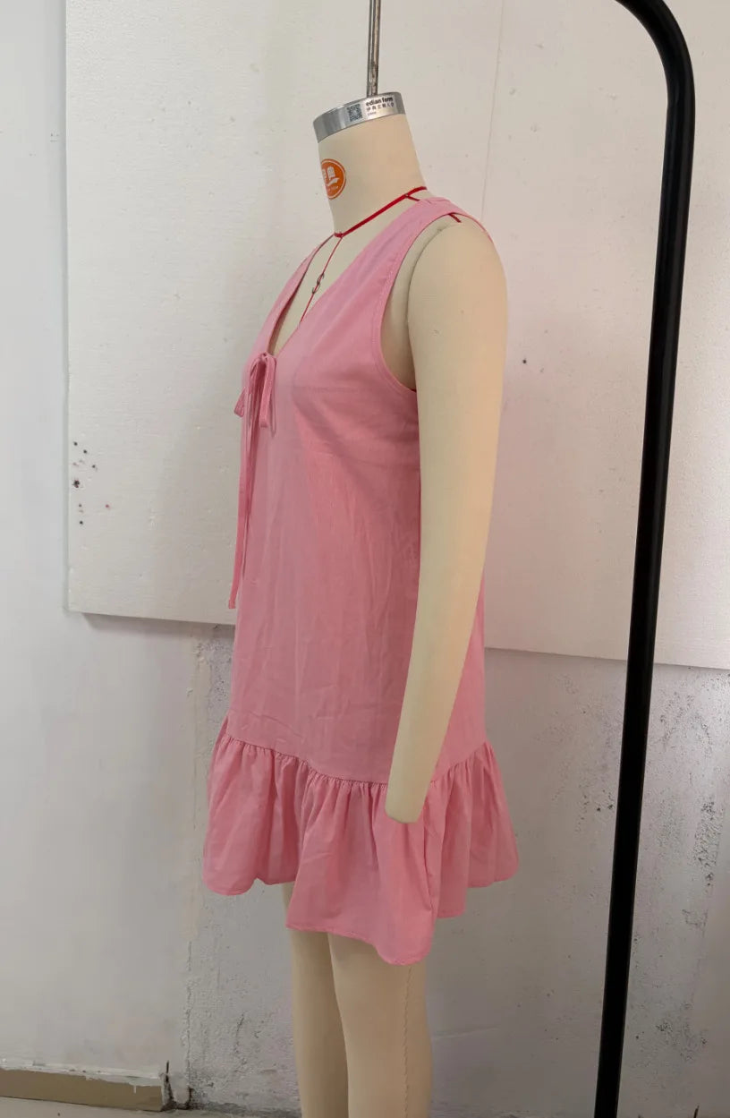 Sunset Tie-Front Ruffle Mini Dress