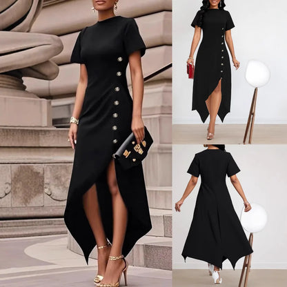 Elegant Asymmetric Split Hem Dress