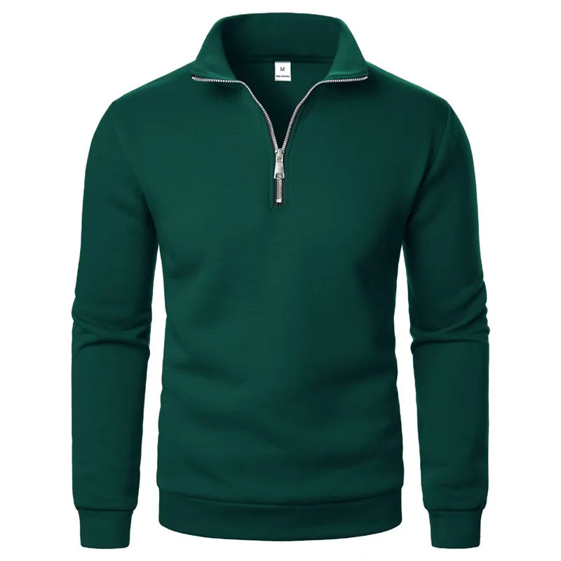 Modern Half-Zip Stand-Collar Pullover