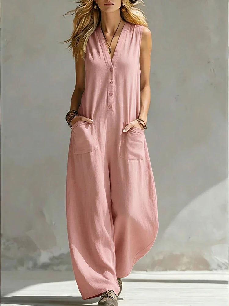 Effortless Wide Leg Sleeveless Jumpsuit