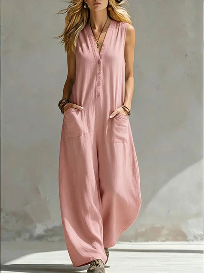 Effortless Wide Leg Sleeveless Jumpsuit