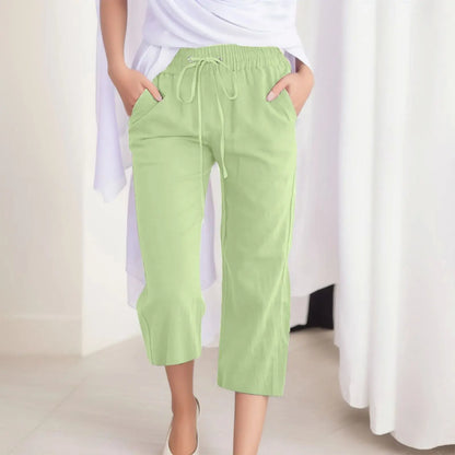 Cotton Linen Capri Pants For Women