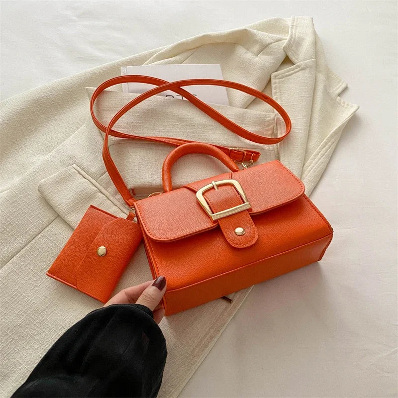 Structured Buckle Top-Handle Mini Bag