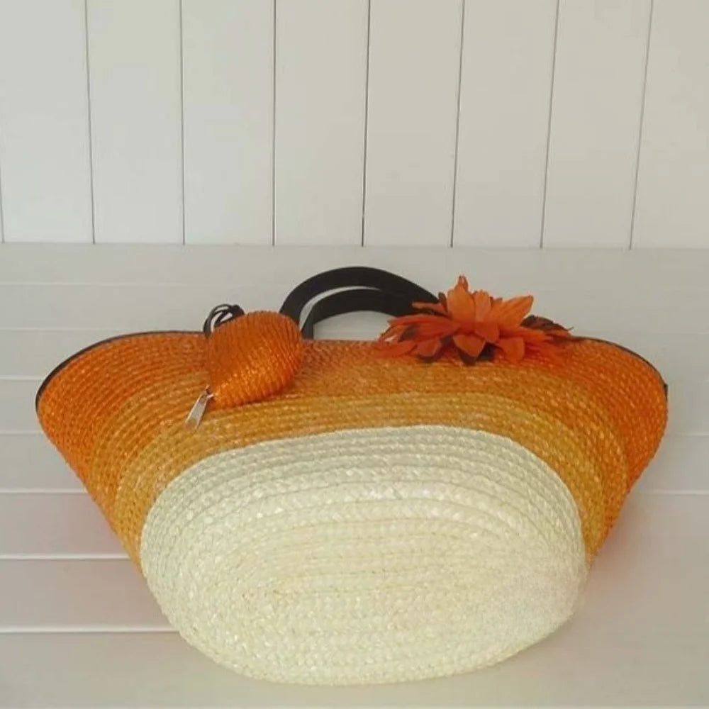 Sun-Drenched Striped Handwoven Straw Tote