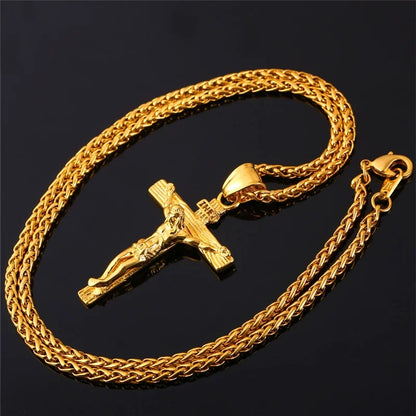 Stainless Steel Crucifix Pendant Necklace