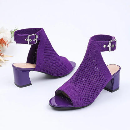 Chic Knit Peep Toe Sandals