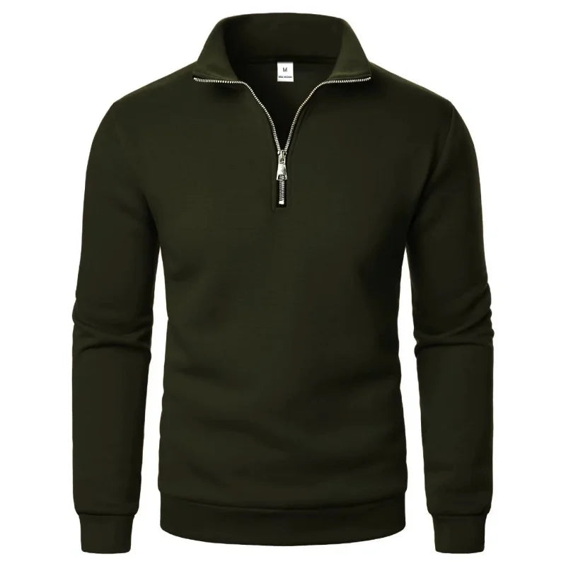 Modern Half-Zip Stand-Collar Pullover