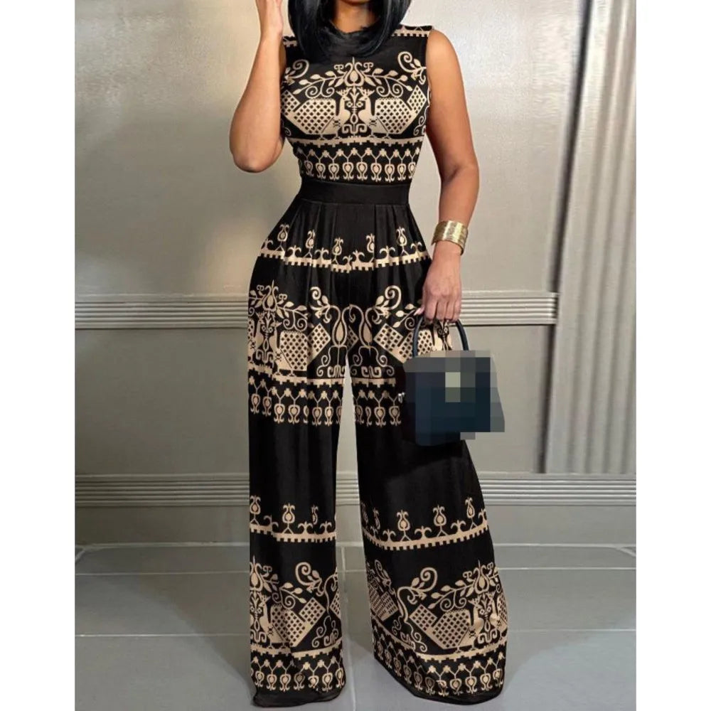 Elegant Wide Leg Sleeveless Jumpsuit
