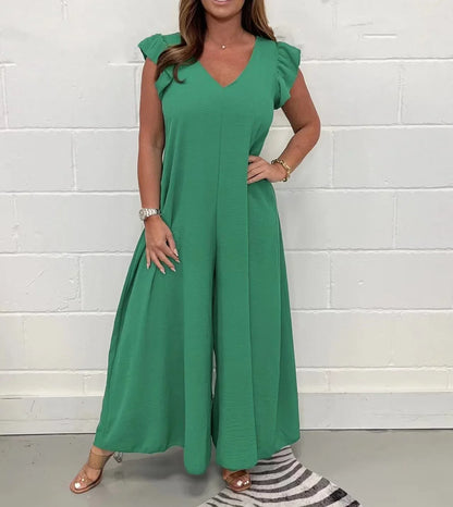 Elegant V-Neck Ruffle Jumpsuit