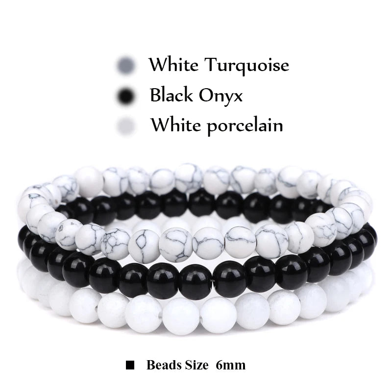 3Pcs Stacked Natural Stone Bracelet Set