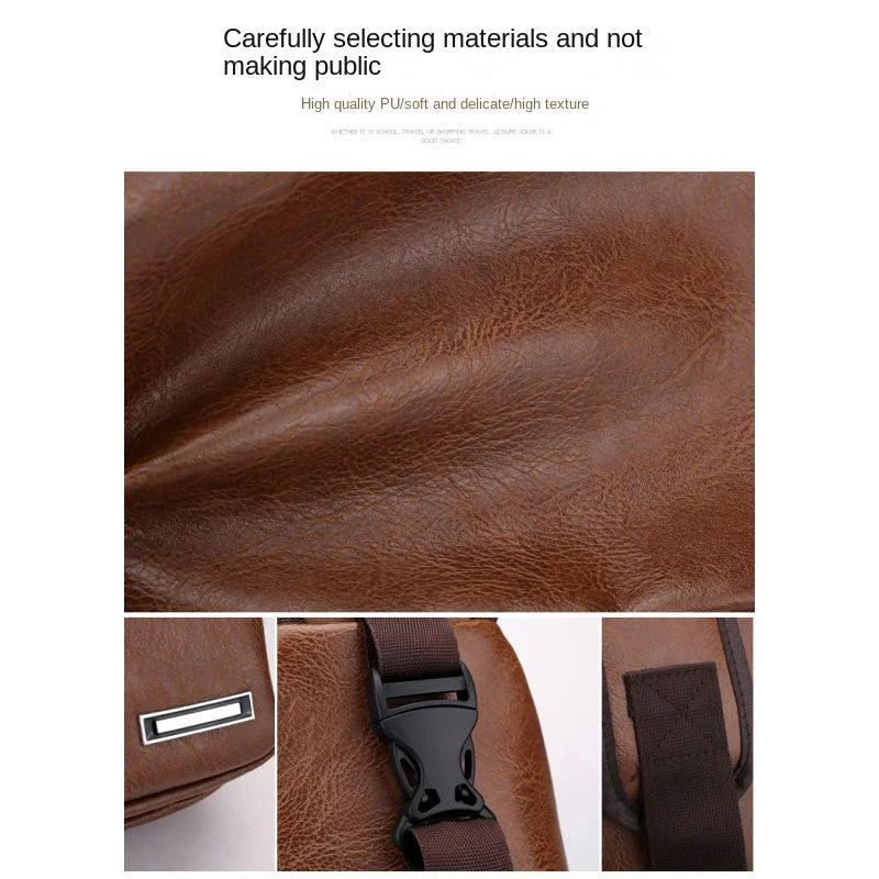 Close-up of brown leather material with a strap and buckle on a white background