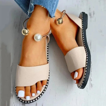 Pearly Bead Slingback Sandals