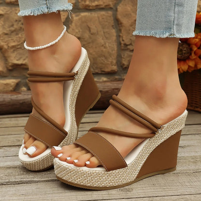 Luxe Woven Platform Wedge Sandals