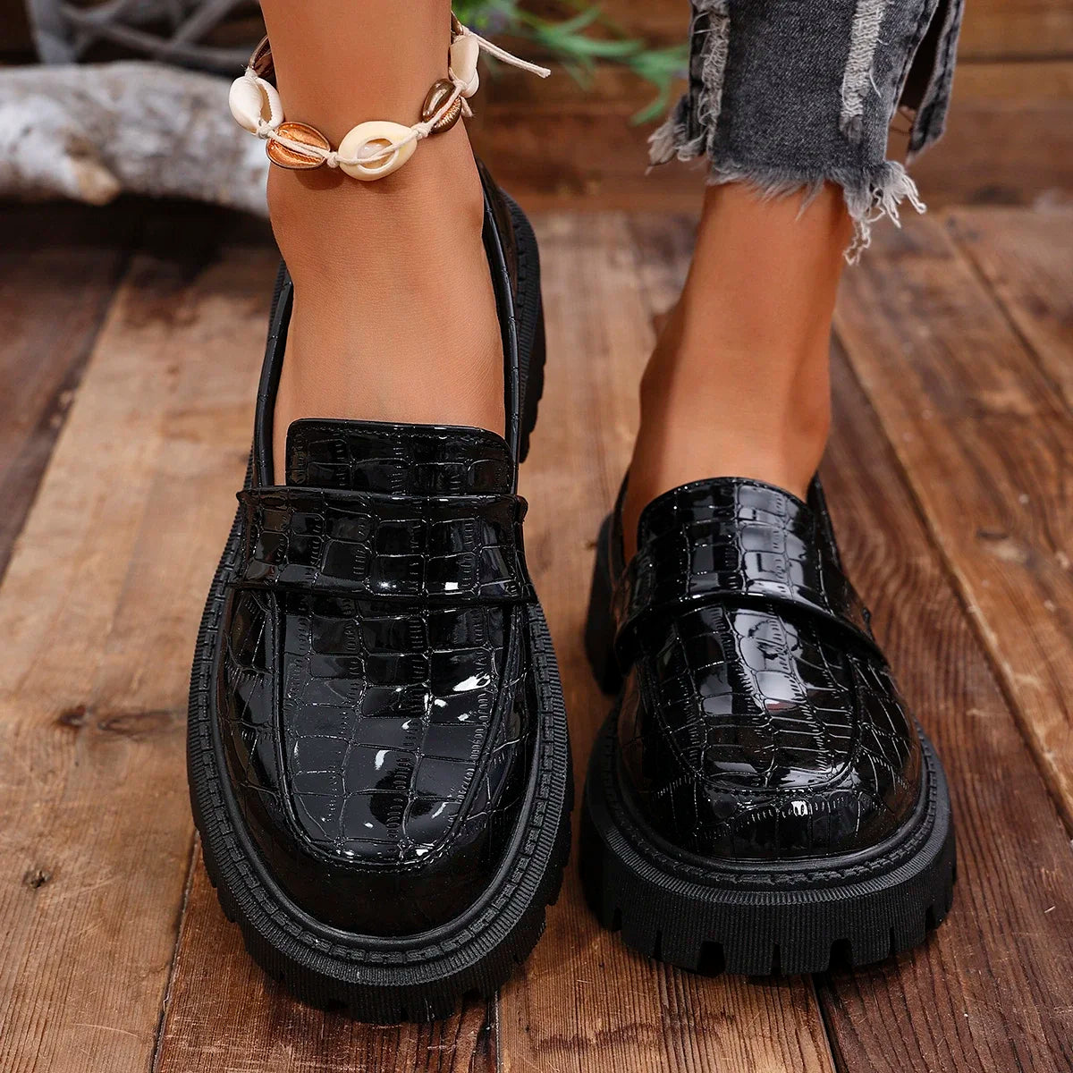 Luxe Patent Chunky Platform Loafers | Summer 2025 | ProLyf  display picture 2