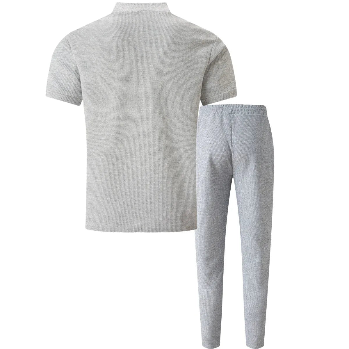 Men's Waffle Knit Polo and Trousers Set